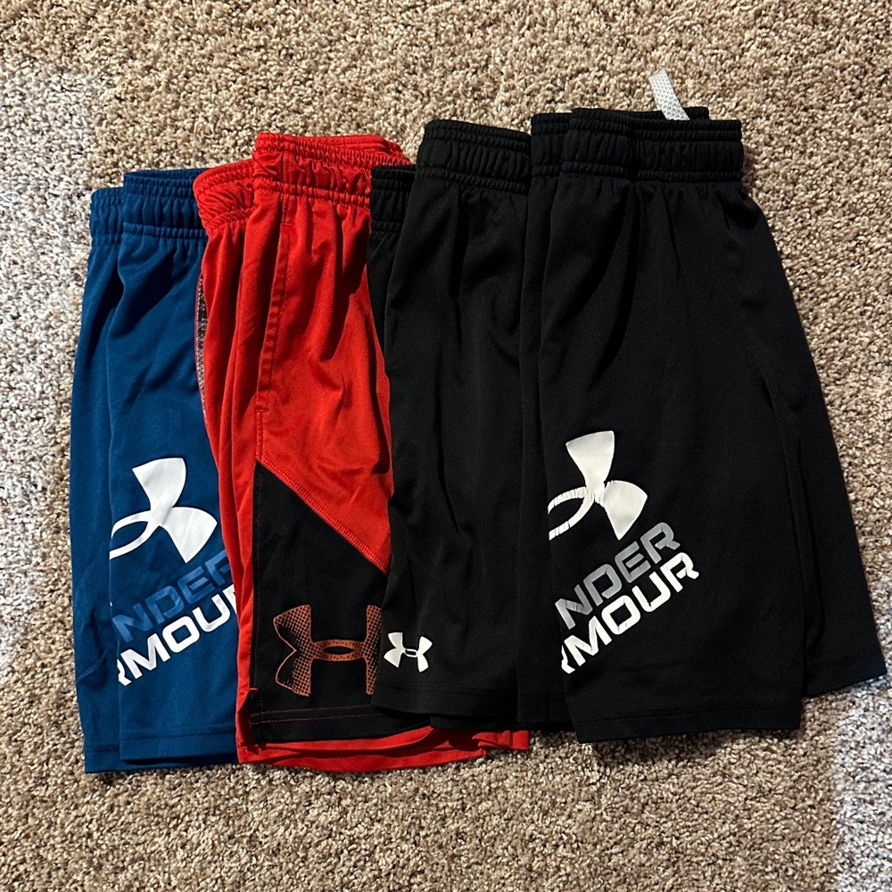Under Armour Boys Athletic Shorts - Blue, Red, Black Trio